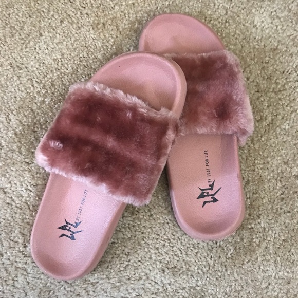 Pink Fuzzy Sandals